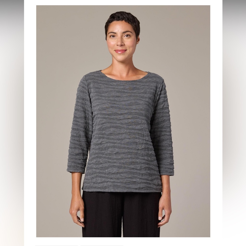 CUT LOOSE Textured Char Knit Top Sheer Size XL (16) Tunic Style Made in SF USA